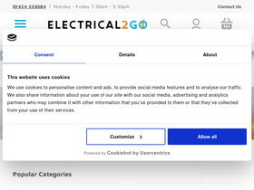'electrical2go.co.uk' screenshot