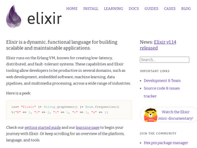 'elixir-lang.org' screenshot
