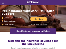 'embracepetinsurance.com' screenshot