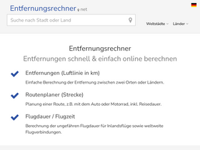 'entfernungsrechner.net' screenshot