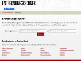 'entfernungsrechnerkm.com' screenshot