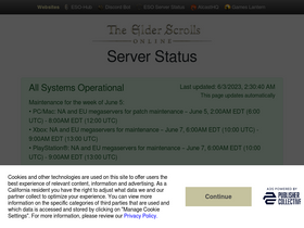 'esoserverstatus.net' screenshot