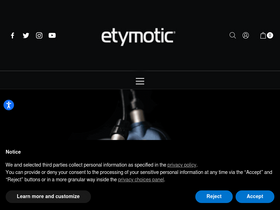 'etymotic.com' screenshot