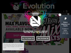 'evolutionvaping.co.uk' screenshot