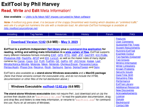 'exiftool.org' screenshot