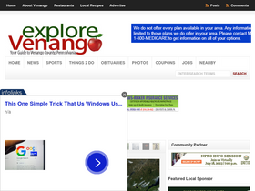 'explorevenango.com' screenshot