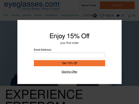 'eyeglasses.com' screenshot