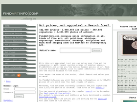 'findartinfo.com' screenshot