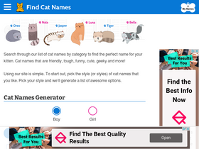 'findcatnames.com' screenshot