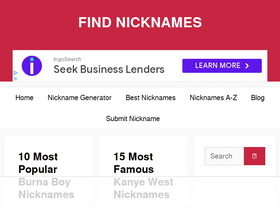 'findnicknames.com' screenshot