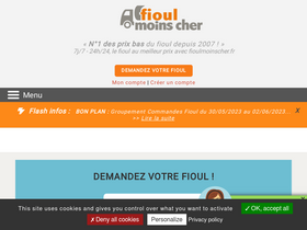 'fioulmoinscher.fr' screenshot