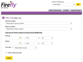 'fireflycarrental.com' screenshot