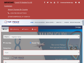 'flyairpeace.com' screenshot