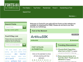 'fonts101.com' screenshot