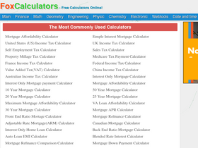 'foxcalculators.com' screenshot