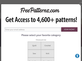 'freepatterns.com' screenshot