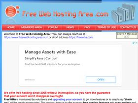 'freewebhostingarea.com' screenshot