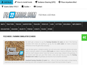 'fs22mods.com' screenshot