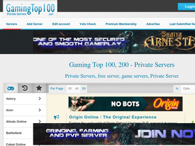 'gamingtop100.net' screenshot