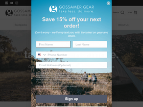 'gossamergear.com' screenshot