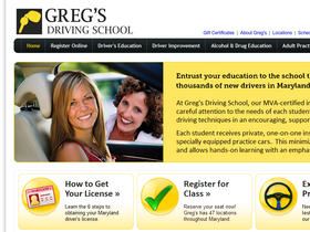 'gregsdrivingschool.net' screenshot