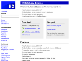 'h2database.com' screenshot