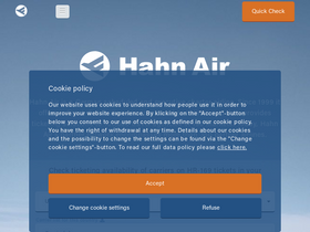 'hahnair.com' screenshot