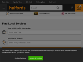 'halfords.com' screenshot