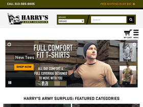 'harrysarmysurplus.net' screenshot