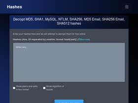'hashes.com' screenshot