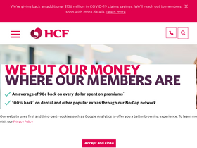 'hcf.com.au' screenshot