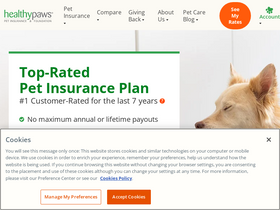 'healthypawspetinsurance.com' screenshot