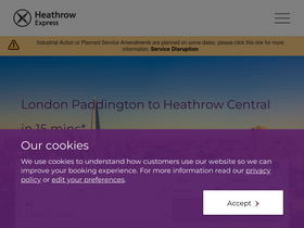 'heathrowexpress.com' screenshot