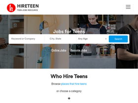 'hireteen.com' screenshot