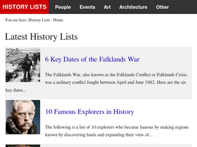 'historylists.org' screenshot