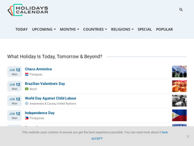 'holidayscalendar.com' screenshot