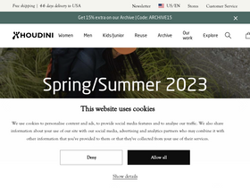 'houdinisportswear.com' screenshot