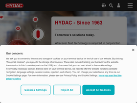 'hydac.com' screenshot