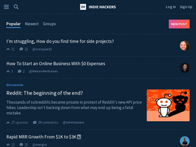 'indiehackers.com' screenshot