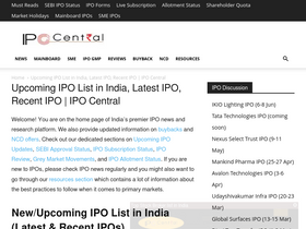 'ipocentral.in' screenshot