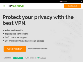 'ipvanish.com' screenshot