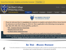 'jaihindcollege.com' screenshot