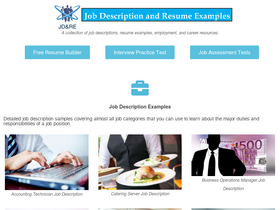 'jobdescriptionandresumeexamples.com' screenshot