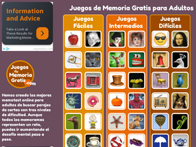 'juegosdememoriagratis.com' screenshot