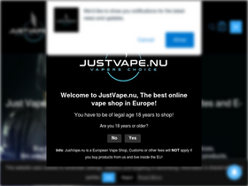 'justvape.nu' screenshot