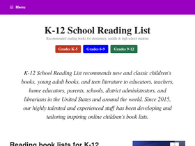 'k-12readinglist.com' screenshot