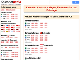 'kalenderpedia.de' screenshot