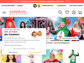 'karneval-megastore.de' screenshot