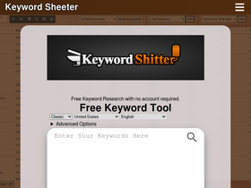 'keywordsheeter.com' screenshot