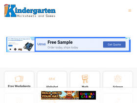 'kindergartenworksheetsandgames.com' screenshot